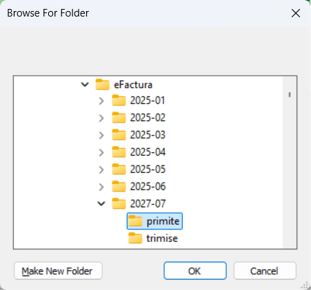 eFactura primite salvare folder